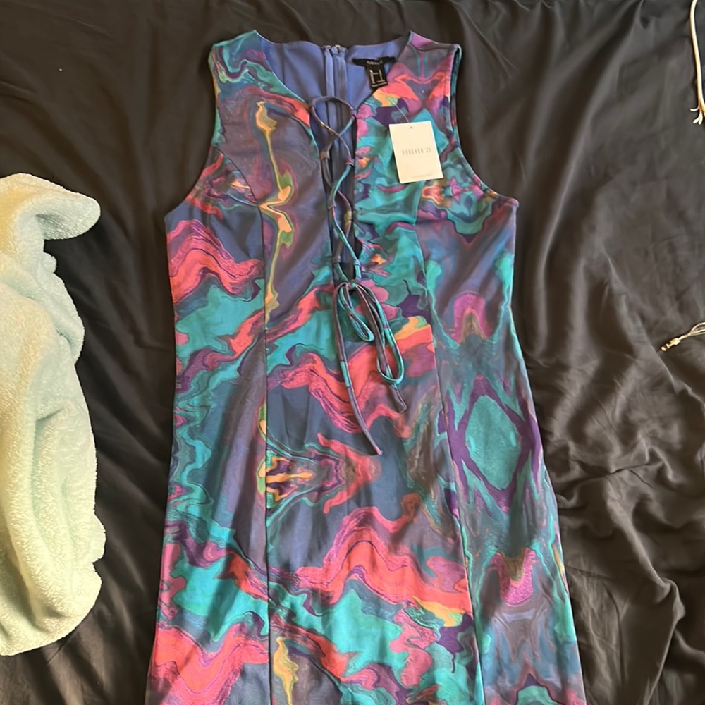 Mesh tie dye sleeveless dress